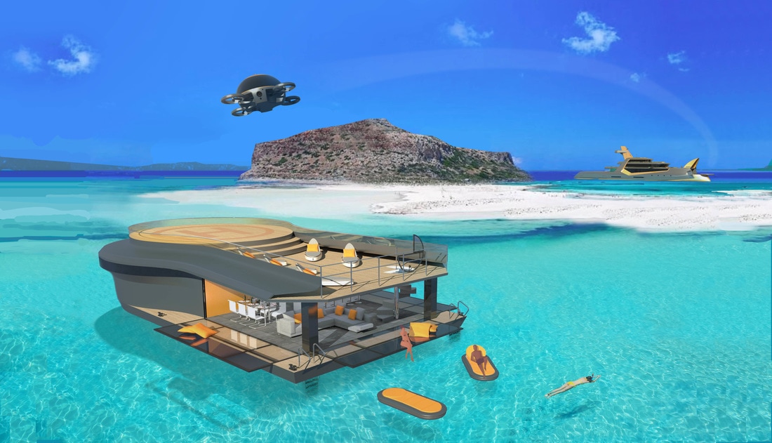 El súper yate ‘Time’ lo tiene todo: un beach club de lujo, pared de escalar, plataforma de expedición e incluso una aeronave ultra futurista