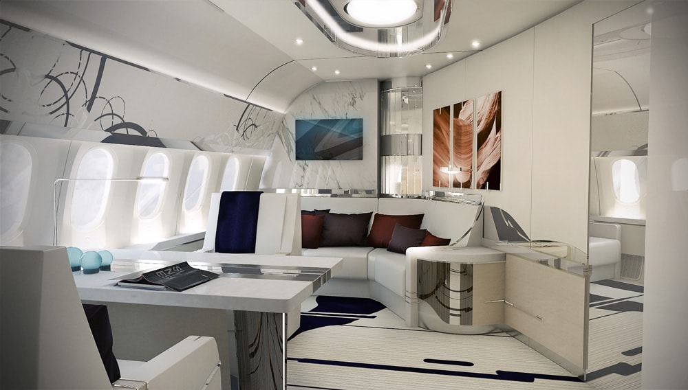 Greenpoint acondiciona el interior de este colosal avión y lo convierte en un palacio aéreo ultra lujoso