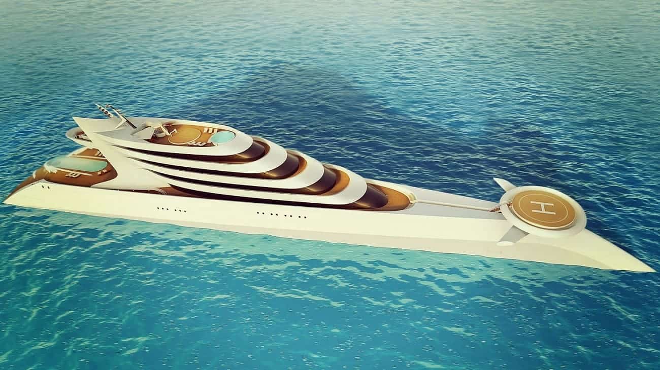 Este concepto futurista de súper yate de HBD Studios sería uno de los barcos privados MÁS LARGOS DEL MUNDO