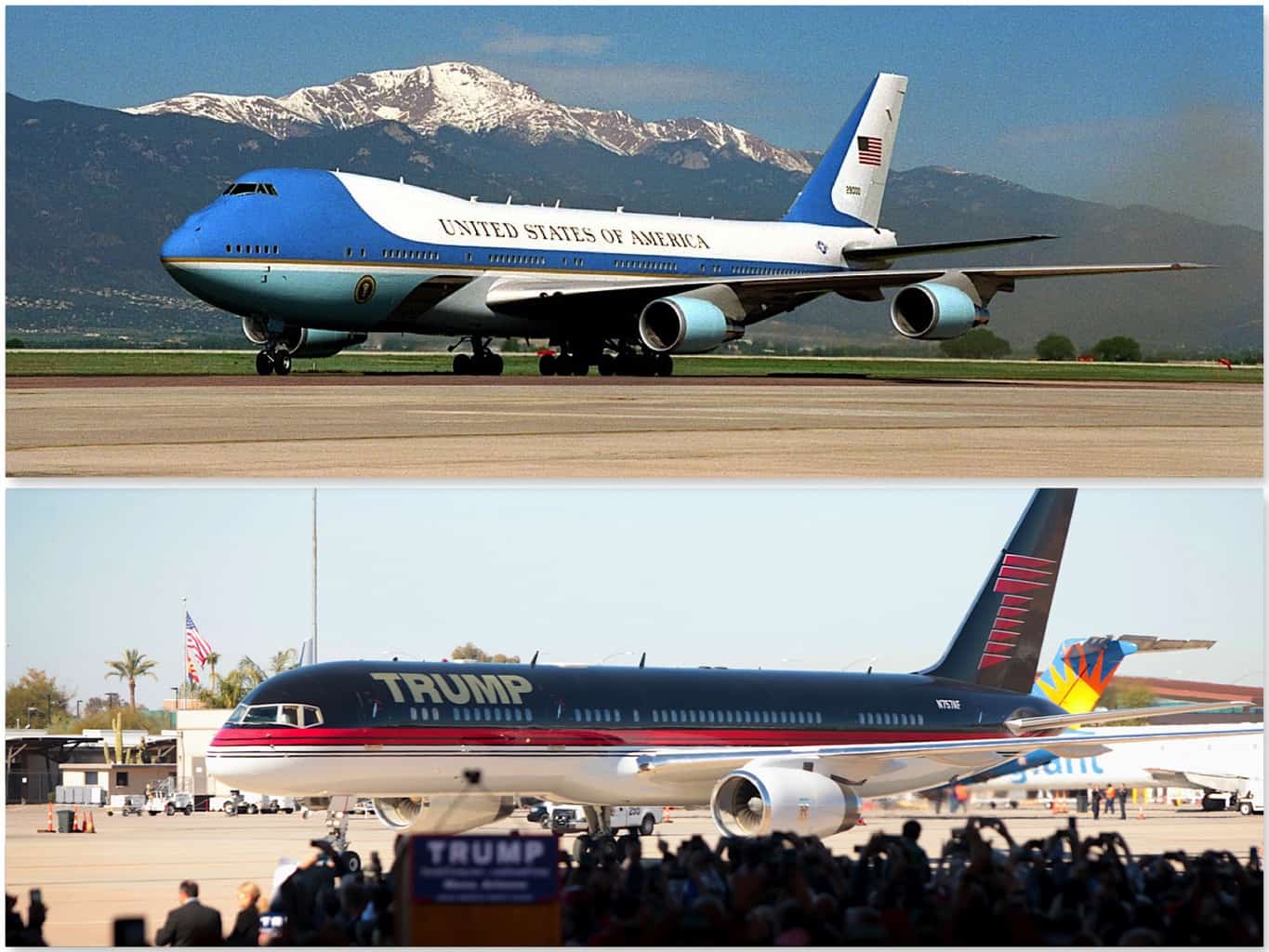 Avion privado de Trump y Air Force One