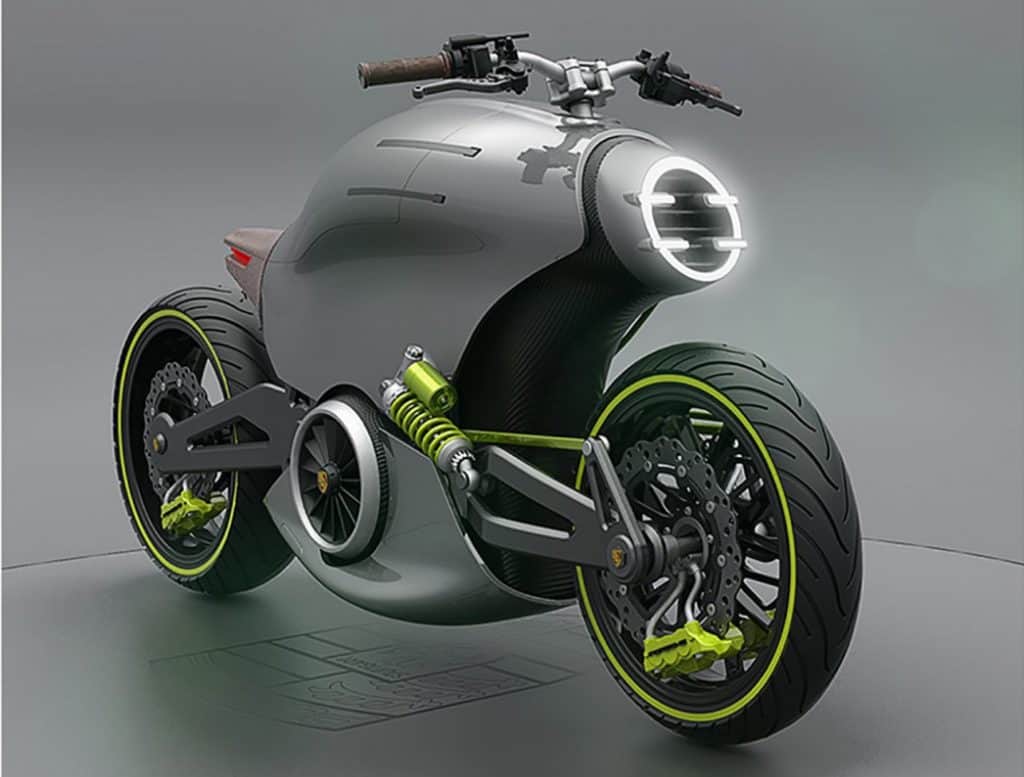 ¡BRUTAL! Así sería la increíble y futurista motocicleta eléctrica Porsche 618