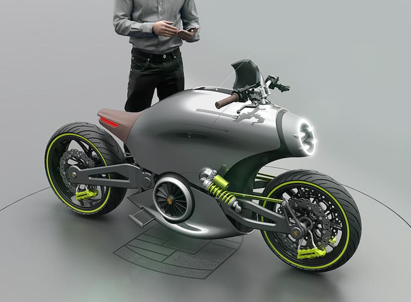 ¡BRUTAL! Así sería la increíble y futurista motocicleta eléctrica Porsche 618