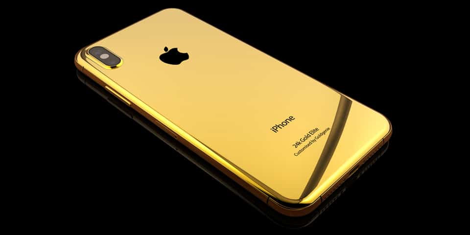 iPhone 8 de oro de 24 quilates con incrustaciones de diamantes por Goldgenie