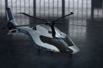 El elegante y futurista helicóptero H160 de Airbus diseñado por la firma francesa Peugeot