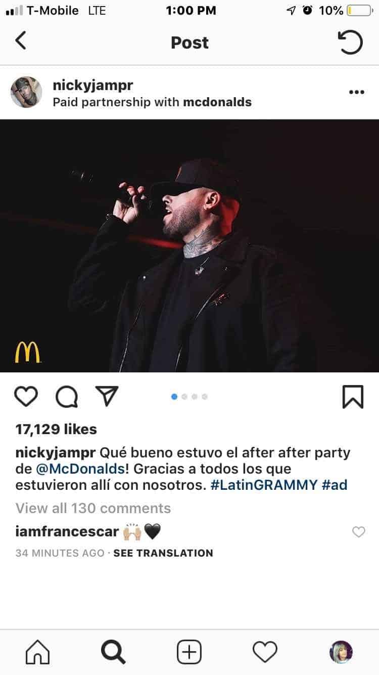 McDonald's celebró los Latin GRAMMYs con Nicky Jam y sus fans