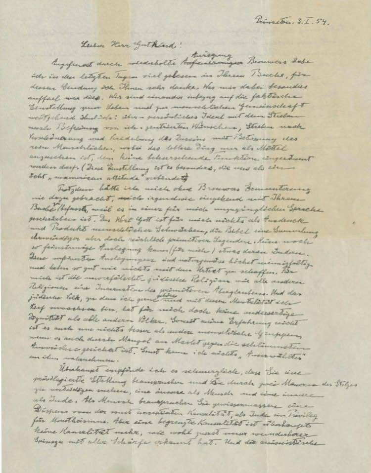 La carta que Albert Einstein escribió rechazando a "Dios" y la religión se vende por el precio récord de $3 millones en una subasta Christie's