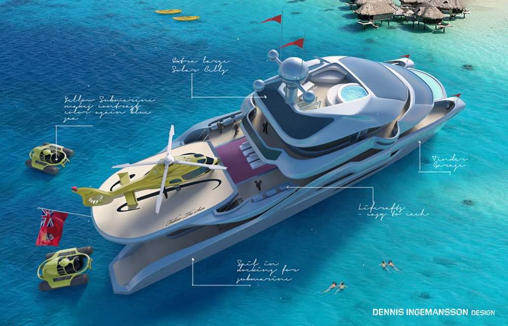 Conozca el más nuevo y lujoso catamarán del mundo, imaginado por Dennis Ingemansson, que funciona completamente con energía solar