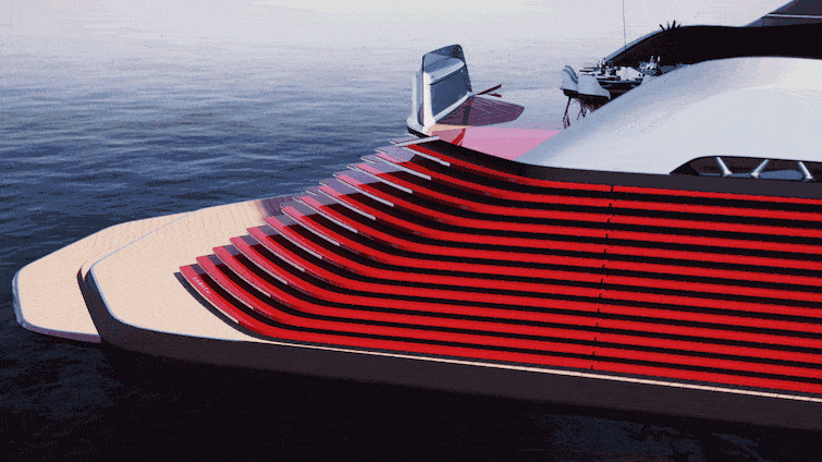 CARAT 187, un enorme mega yate de $130 millones con un elegante diseño asimétrico inspirado en las alfombras rojas de las celebridades