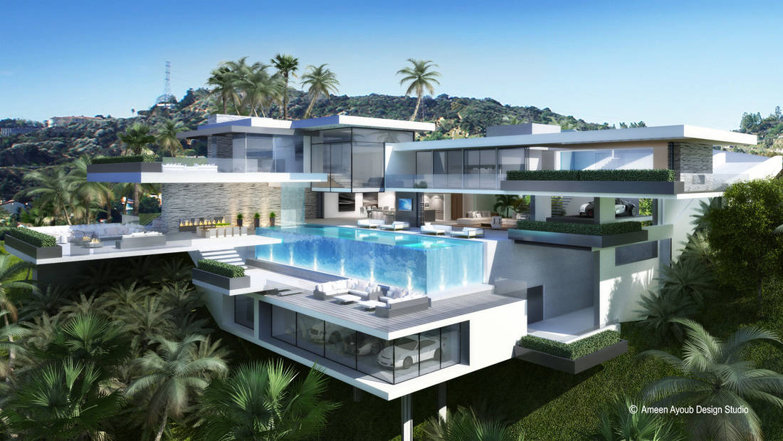 Ameen Ayoub Design Studio creó dos ultra modernos diseños de dos lujosas mansiones para el futuro dueño de este exclusivo terreno en 2251 Sunset Plaza, Los Ángeles