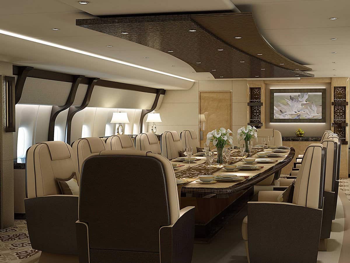 Chequea este majestuoso avión privado Boeing 747-8 VIP, personalizado por Greenpoint Technologies para un cliente multimillonario