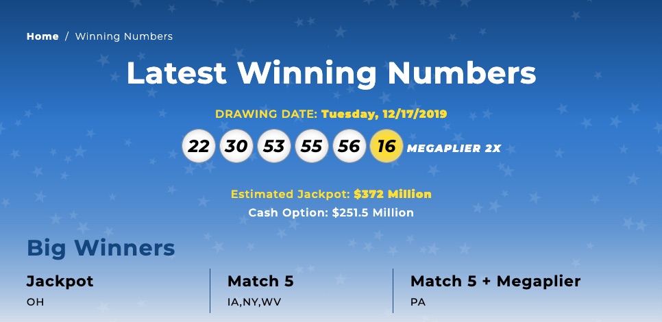 Números ganadores del Mega Millions