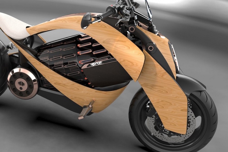 Newron Motors EV-1, una impresionante motocicleta eléctrica hecha de madera