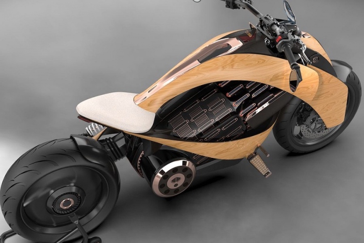 Newron Motors EV-1, una impresionante motocicleta eléctrica hecha de madera