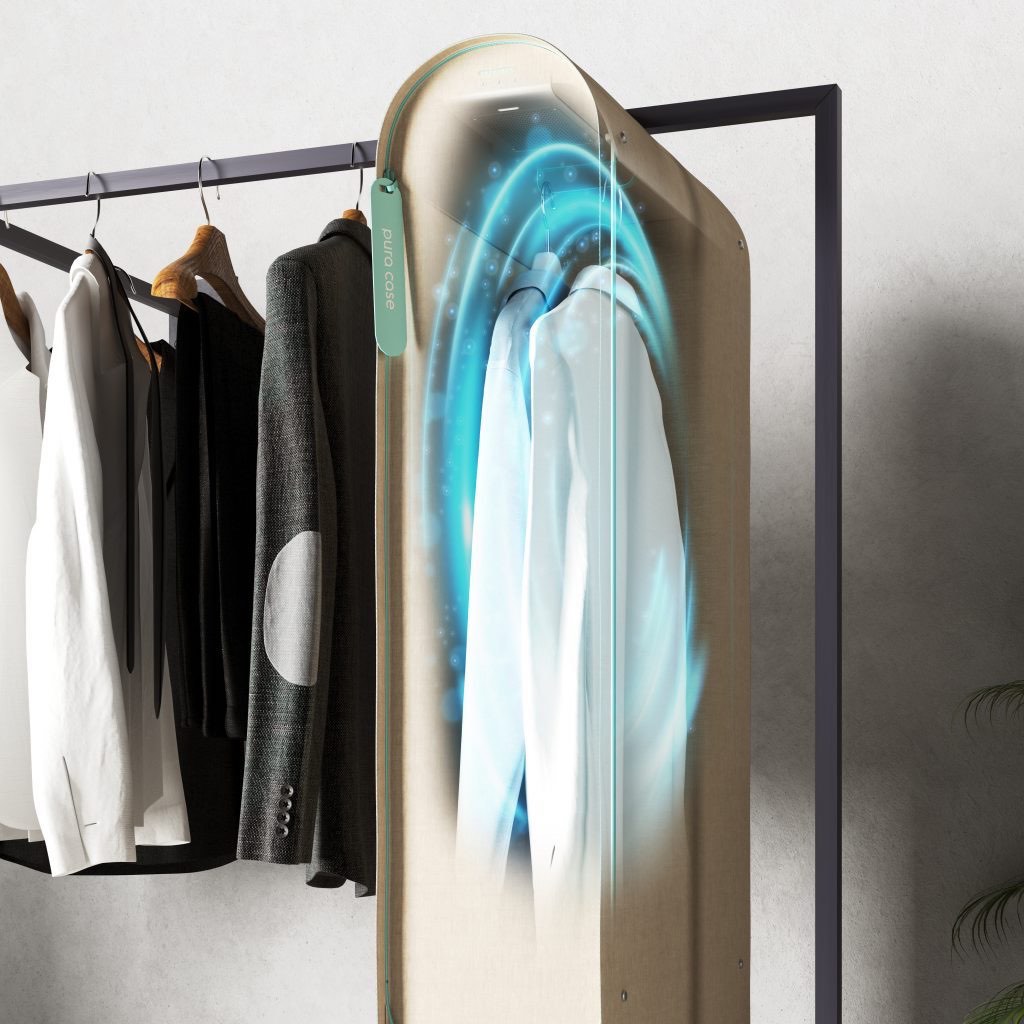 Pura-Case: Un innovador guardarropa portátil que puedes controlar desde tu smartphone para desinfectar la ropa con ozono