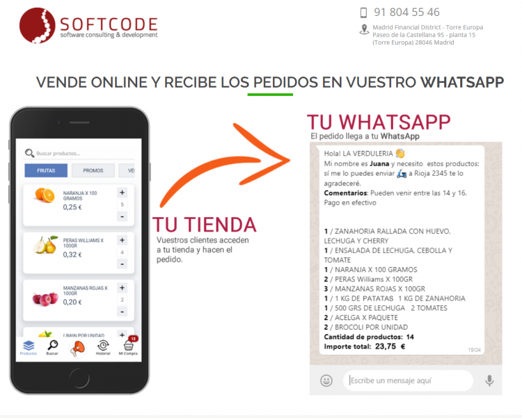 SOFTCODE SL lanzó hace una semana MercApp, iniciativa gratuita para que las tiendas puedan vender a través de Whatsapp.