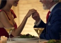 Hombre de la mano de joven esposa en una cita romántica juntos.