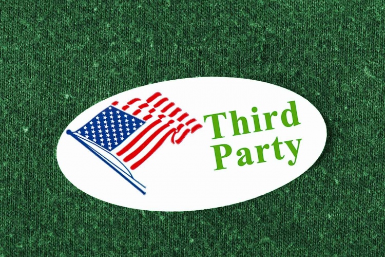 La bandera estadounidense y las palabras "Third Party"