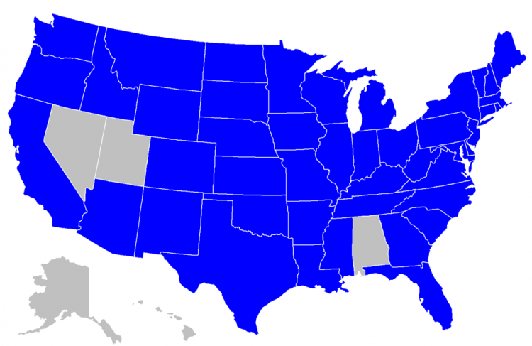 Mapa de loterías de Estados Unidos