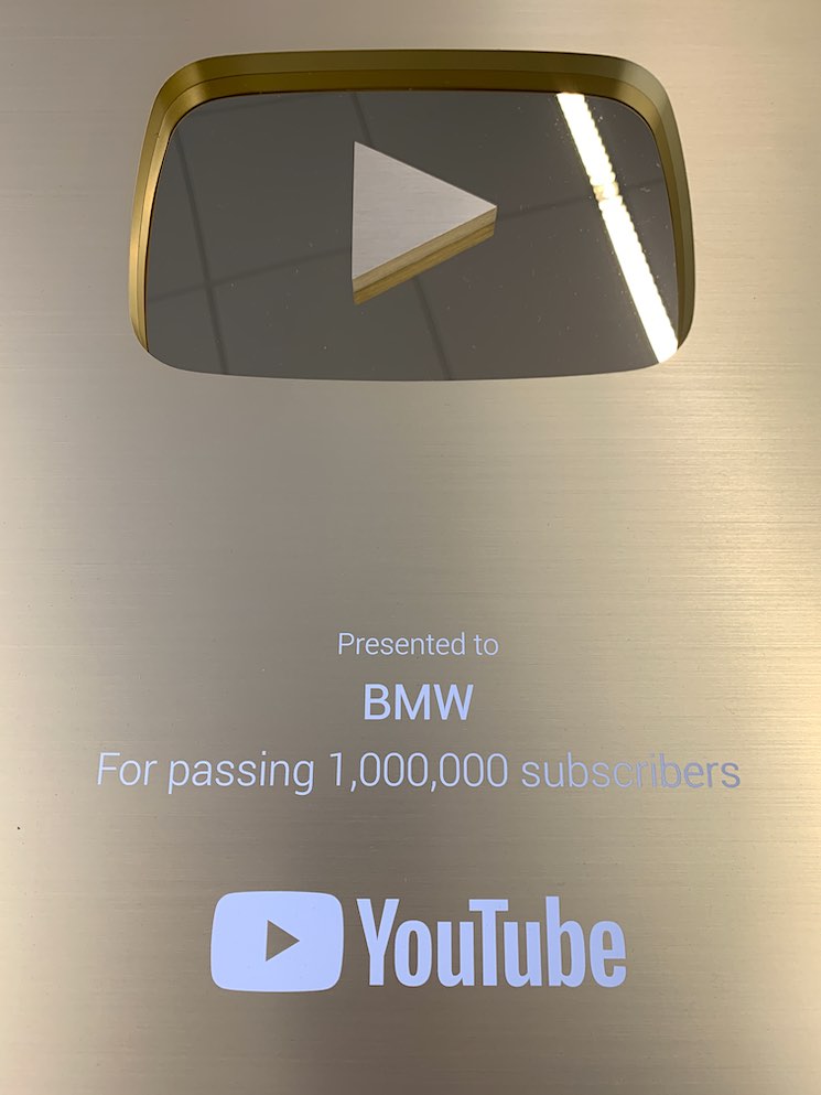 YouTube le otorga a BMW el premio “Golden Button Award"