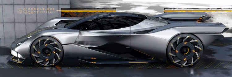 Diseñador visualiza este futurista Ferrari para el nuevo Cyberpunk 2077