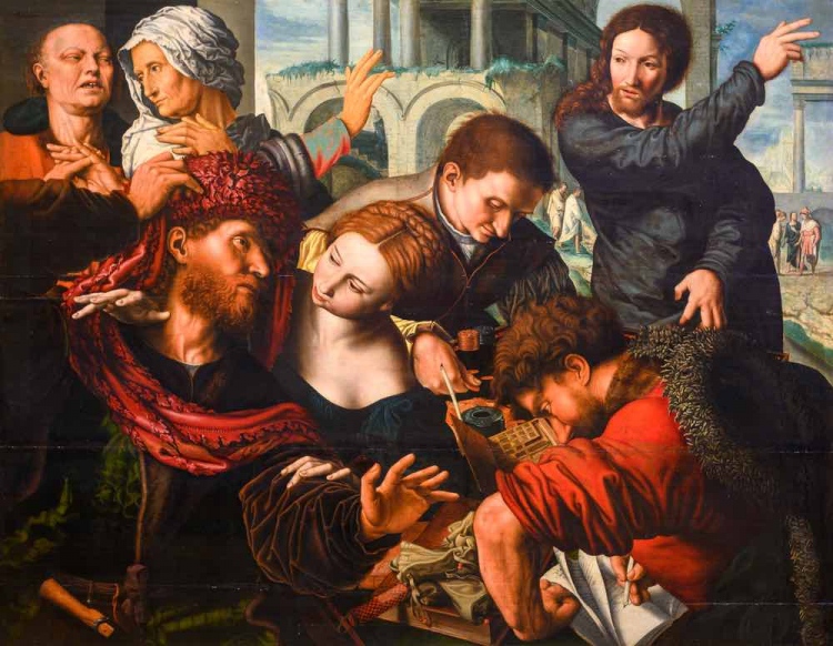"La vocación del apóstol Mateo" por Jan Sanders van Hemessen (c. 1500 - c. 1566)