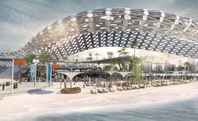 El complejo incluirá espacios para un "centro comercial de arte en la arena" con una bahía de surf artificial, un anfiteatro y más.