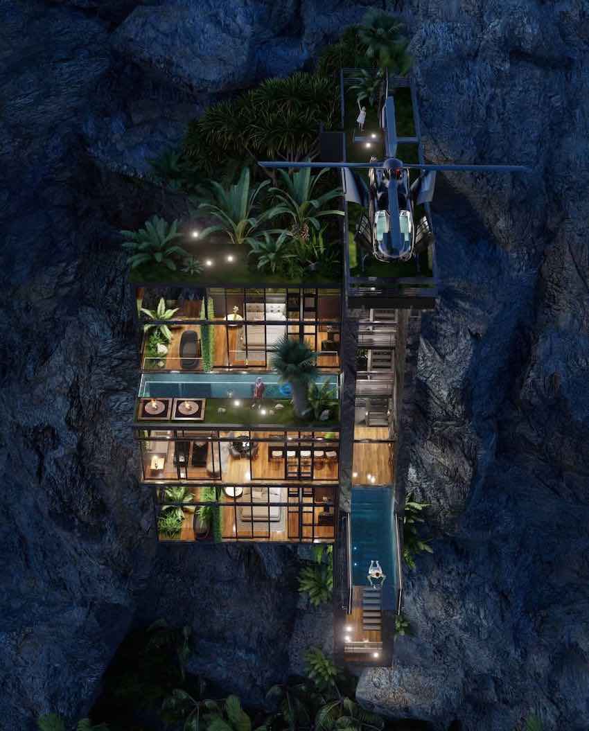 Crown House por Veliz Arquitecto: Un diseño conceptual en un acantilado perfecto para un multimillonario aventurero