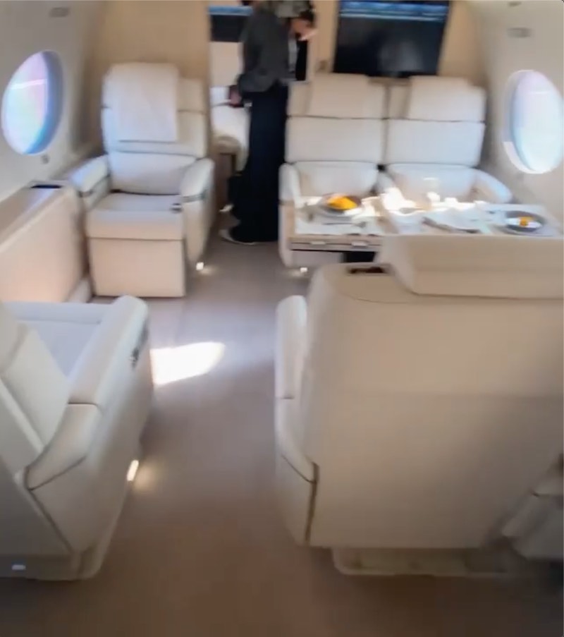El avión cuenta con interiores de color crema.