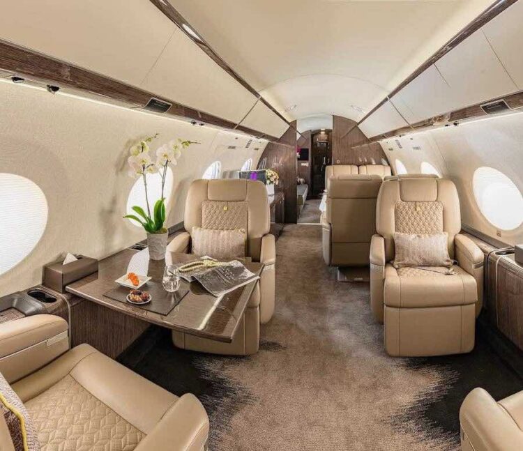 Interior del Gulfstream G650ER de Qatar Executive